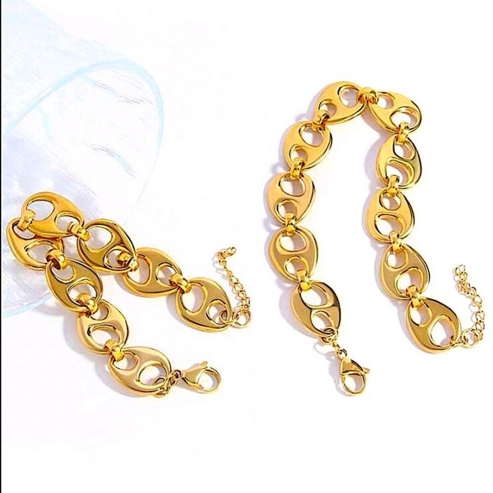 Gold 18K Mariner Pignose Chain Link Bracelet - Picture 8 of 9